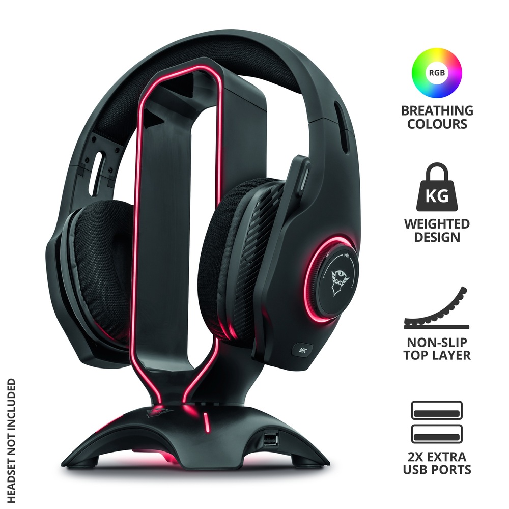 Trust GXT 265 Cintar RGB-beleuchteter Headset-Ständer mit zwei USB-Anschlüssen