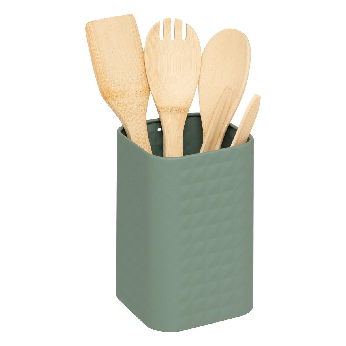 LOT 4 USTENSILES BAMBOU AVEC POT