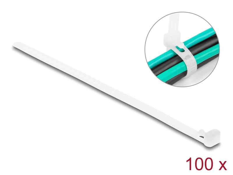 Delock Kabelbinder Weiss 150 mm x 7.2 mm, 100 Stück Delock Kabelbinder wiederverwendbar L 150 x B 7.2 mm 100 Stück weiss
