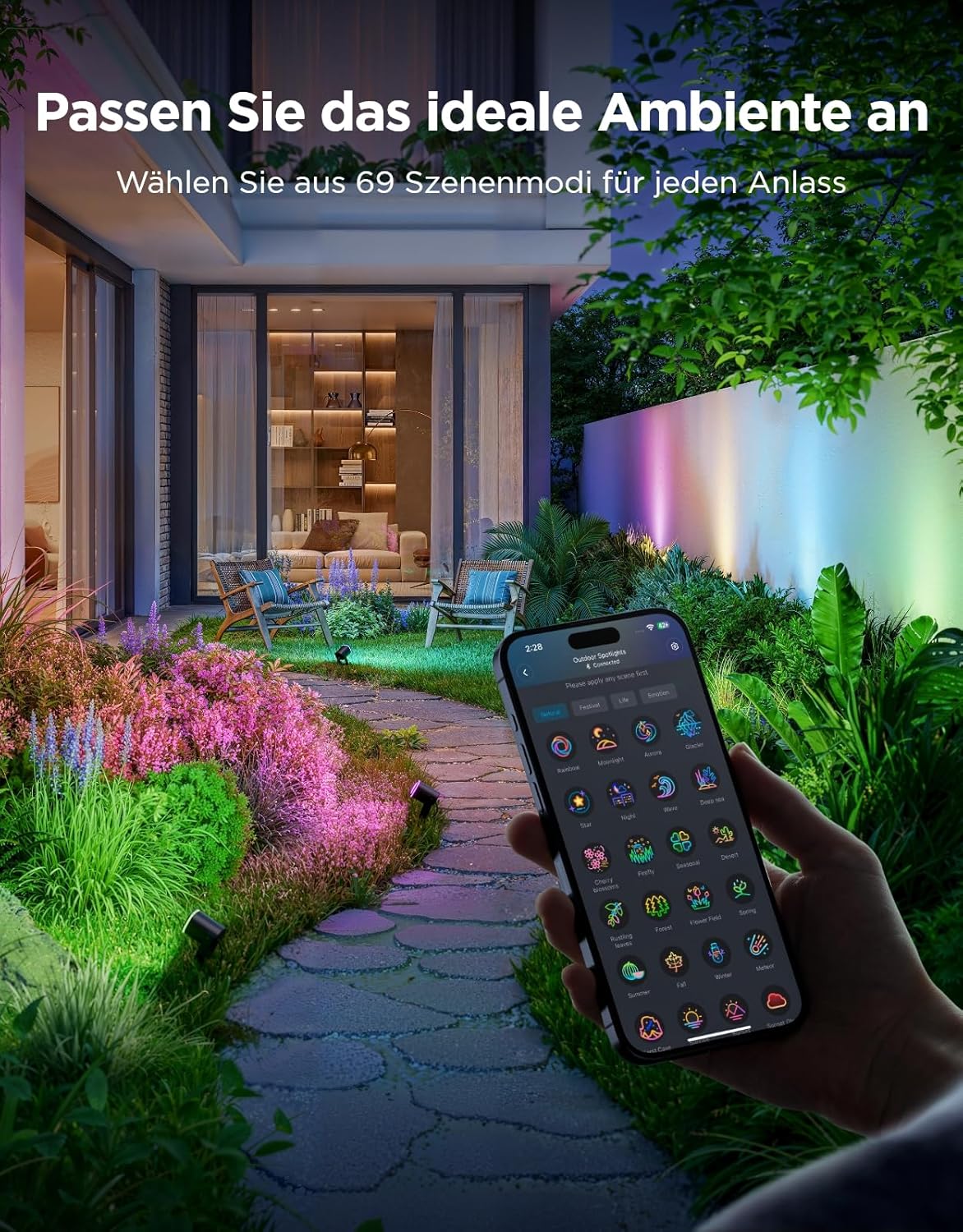 Govee Outdoor LED Strahler, IP67 Wasserdichte Gartenbeleuchtung, RGBWIC Led Strahler Außen, Dimmbar 700lm von 69 Szenenmodi und 16Mio. Farben, Funktioniert mit Alexa, Google Assistant, Matter. 4 Pack