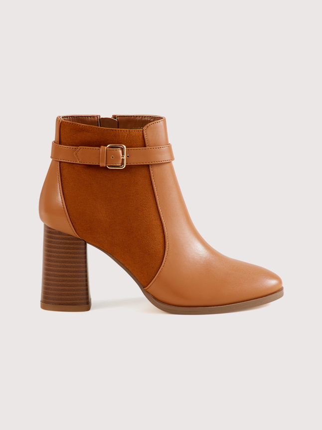 Bottines à talon bi-matière