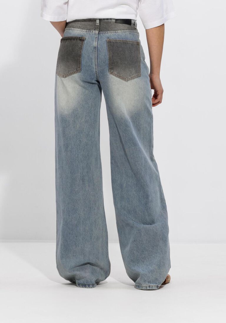 blauwe haute l'amitié wide jeans two-tone patch tall jeans
