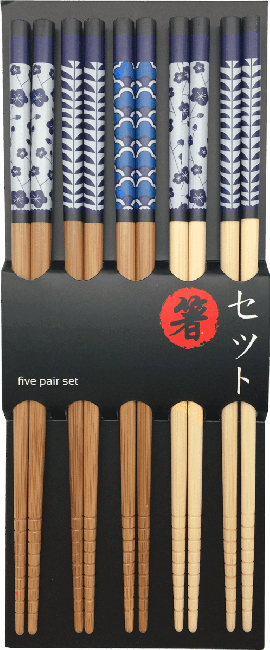 Emro Japanse Eetstokjes Blauwe Patronen (5 sets)