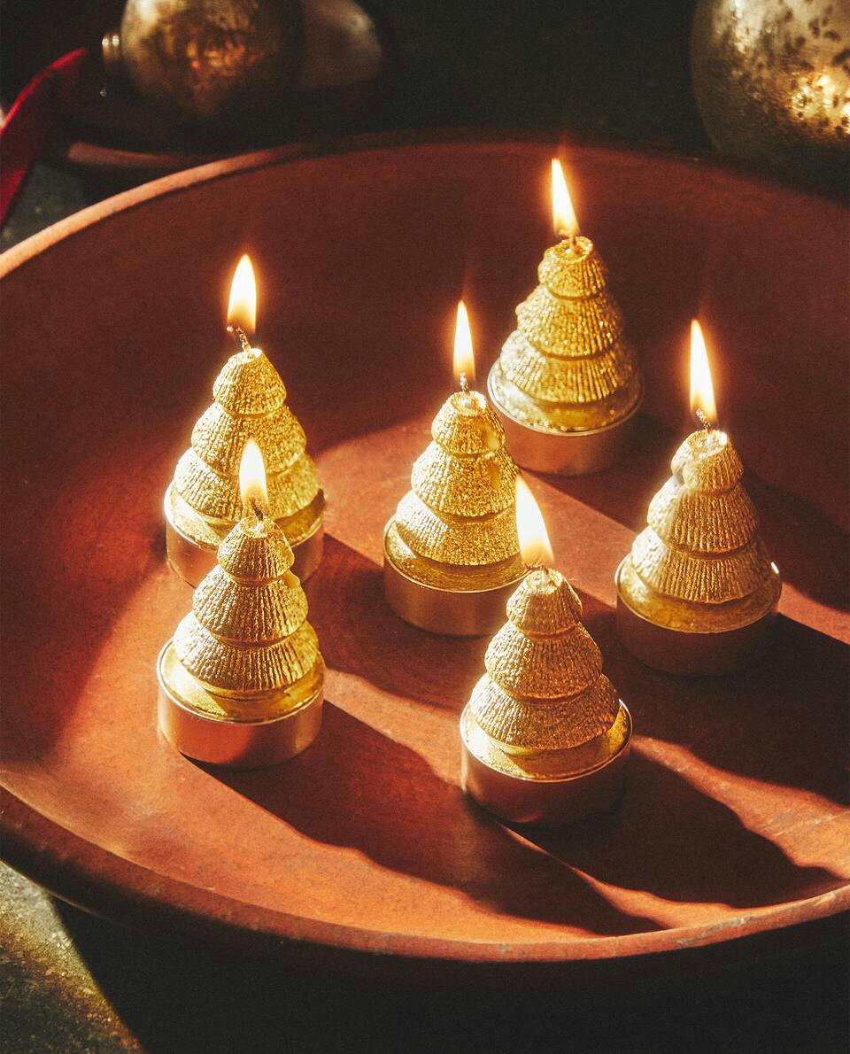 PACOTE DE VELAS DE ÁRVORE DE NATAL (PACOTE COM 6)