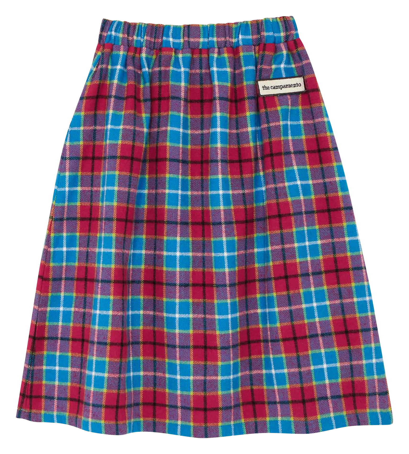 Jupe midi à carreaux en coton| Bleu