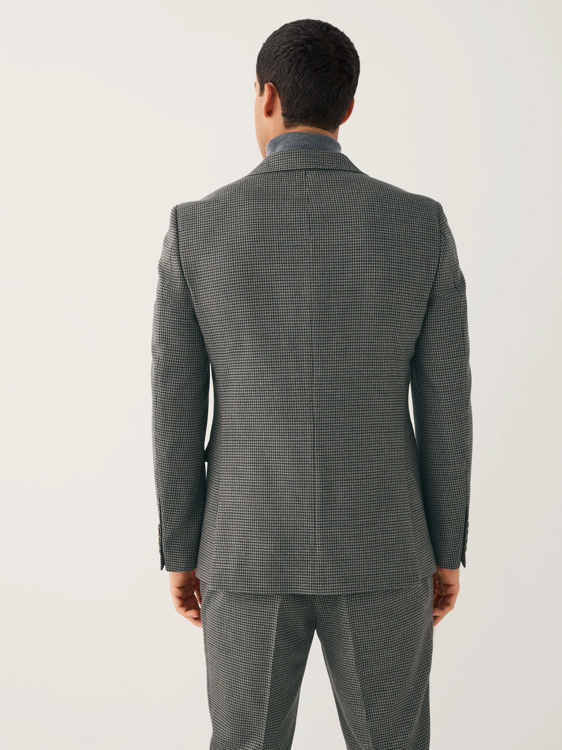 Antraciet - Slim Fit Puppytooth Wool Blend Suit Jacket