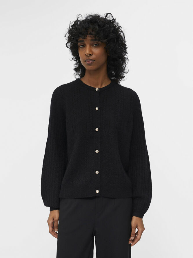 Object OBJOPHELIA L/S KNIT CARDIGAN REP Black