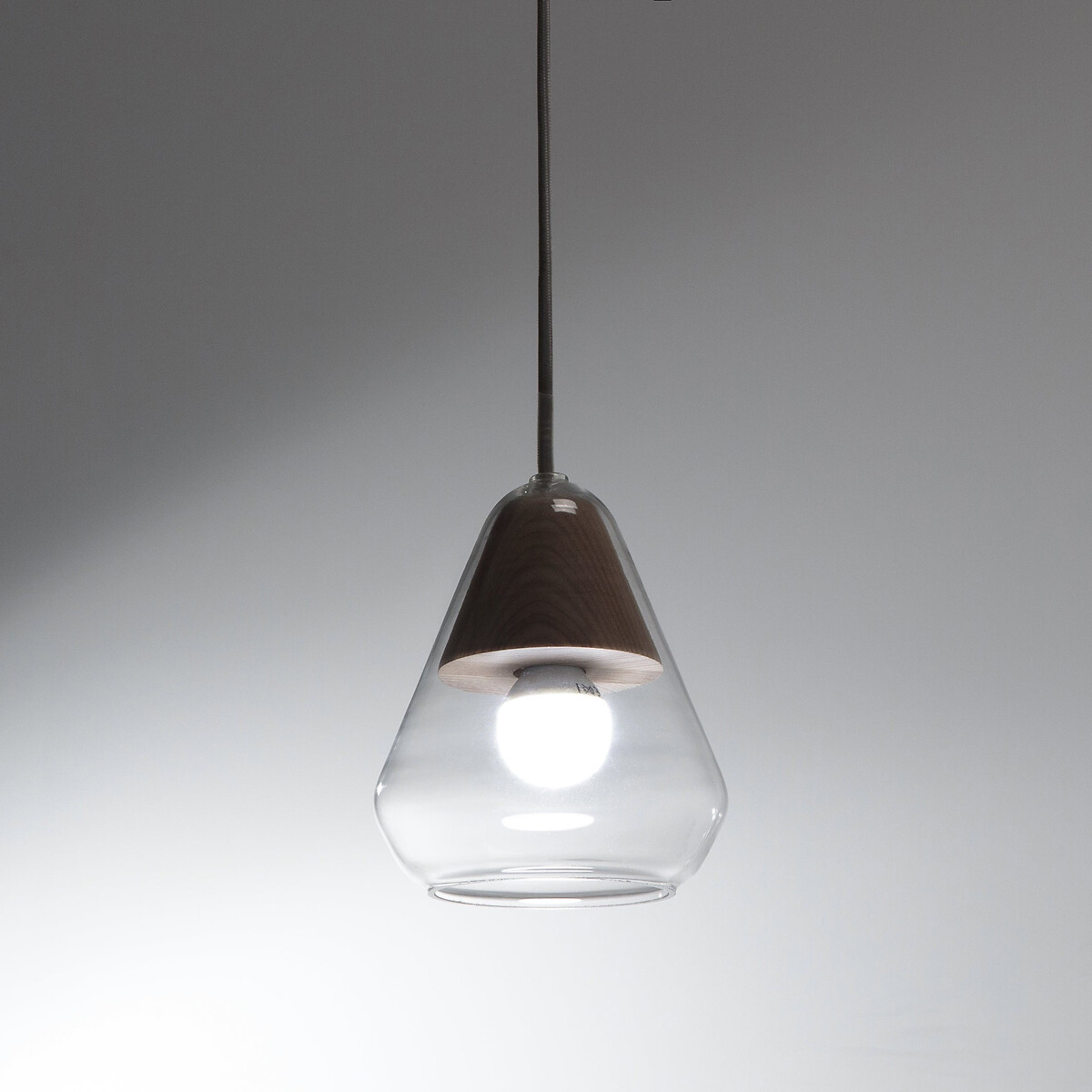 LA REDOUTE INTERIEURS<br>Candeeiro suspenso em vidro e madeira Ø14 cm, Nasoa