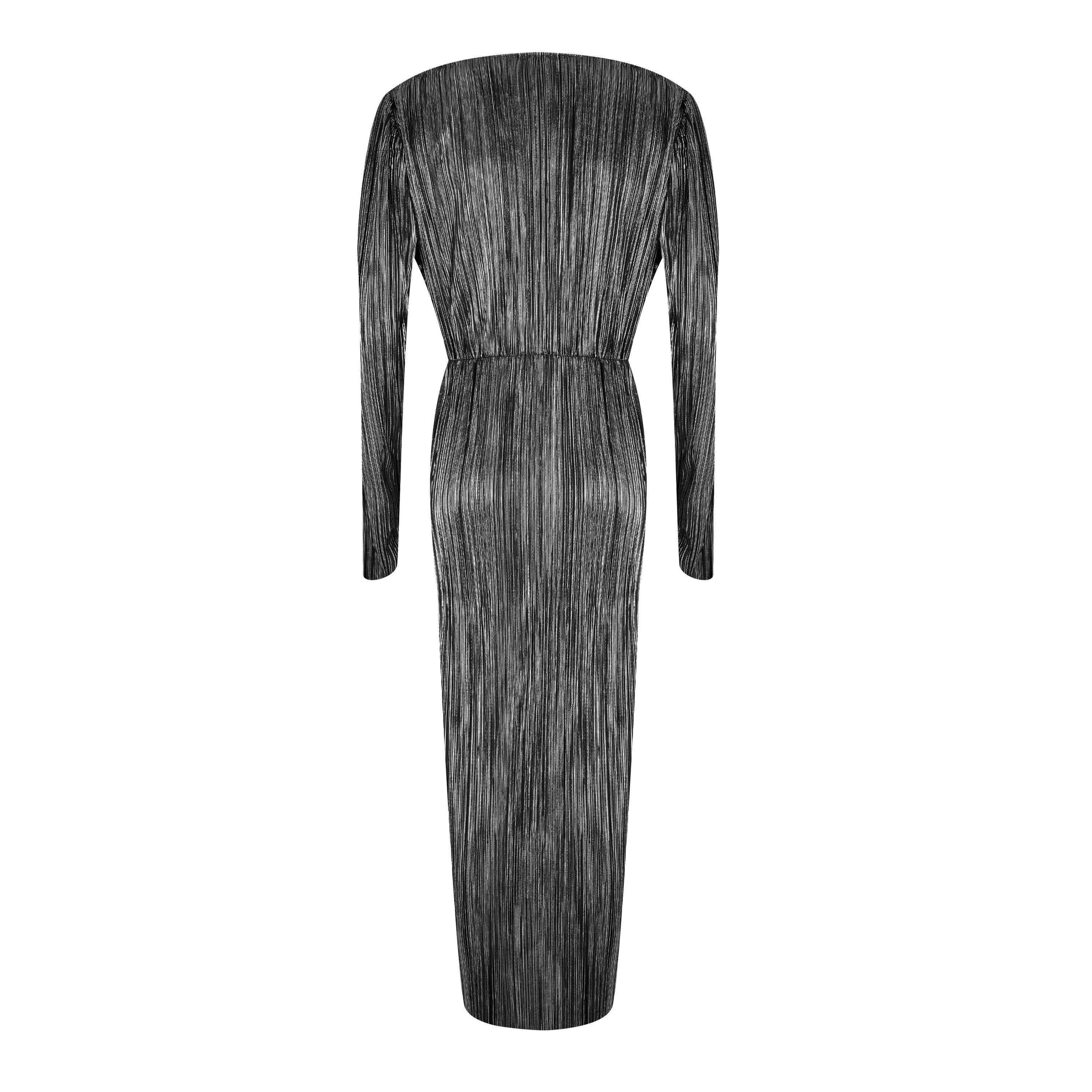 Be You Ladies Metallic Plisse Midi Dress