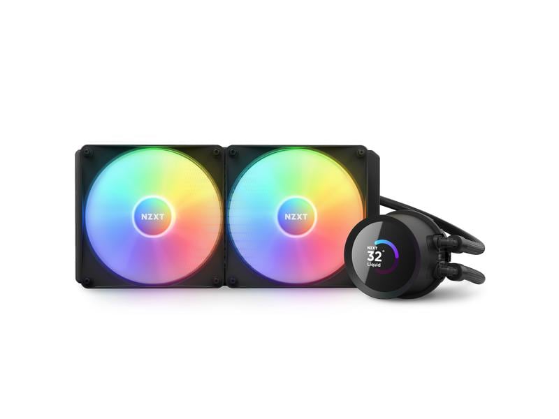 NZXT Wasserkühlung Kraken 280 RGB Schwarz Wasserkühler für Intel und AMD Prozessorsockel mit LCD-Anzeige und RGB-Lüftern