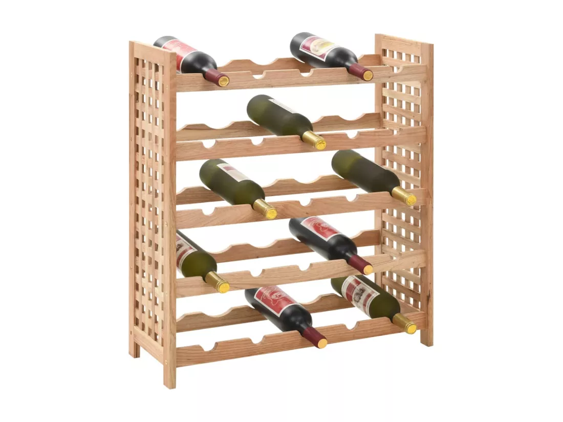 Casier à bouteilles pour 25 bouteilles Bois de noyer 63x25x73cm