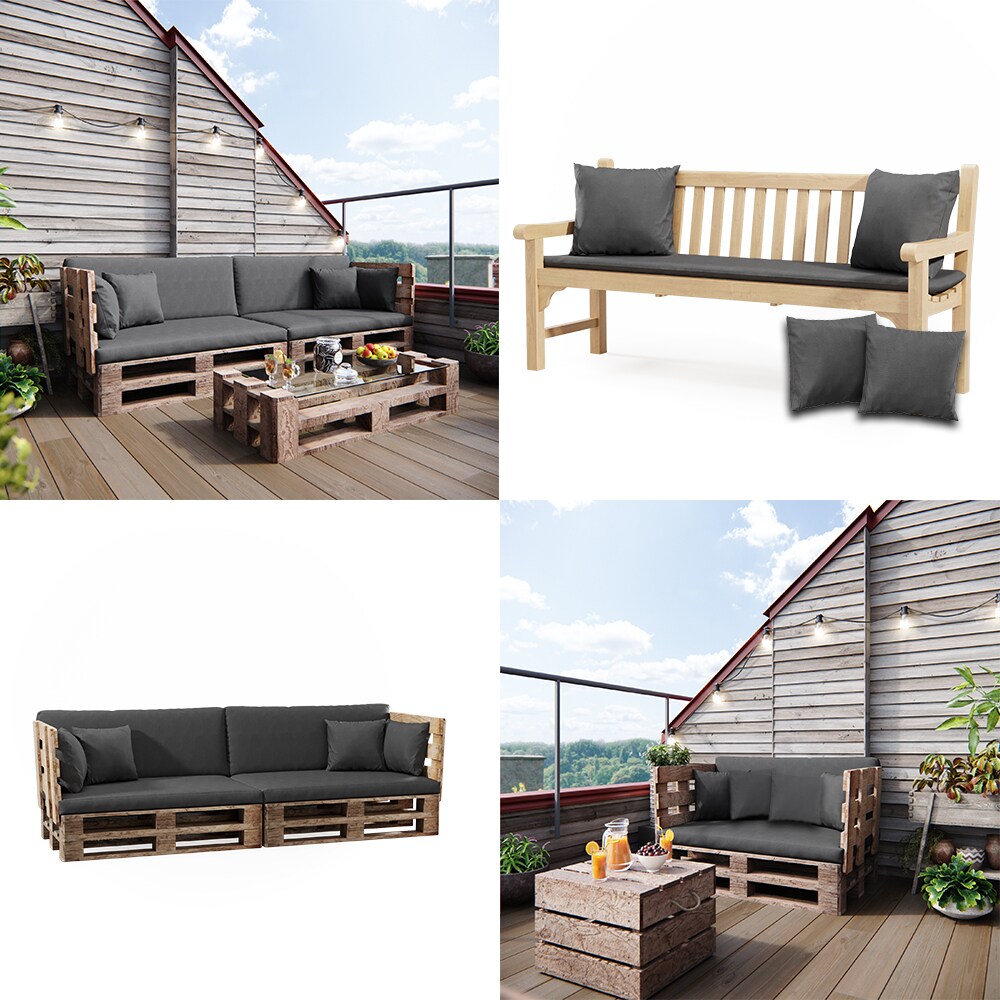 Vicco Loungekissen Palettenkissen Gartenkissen Grau 4er Set Balkonkissen