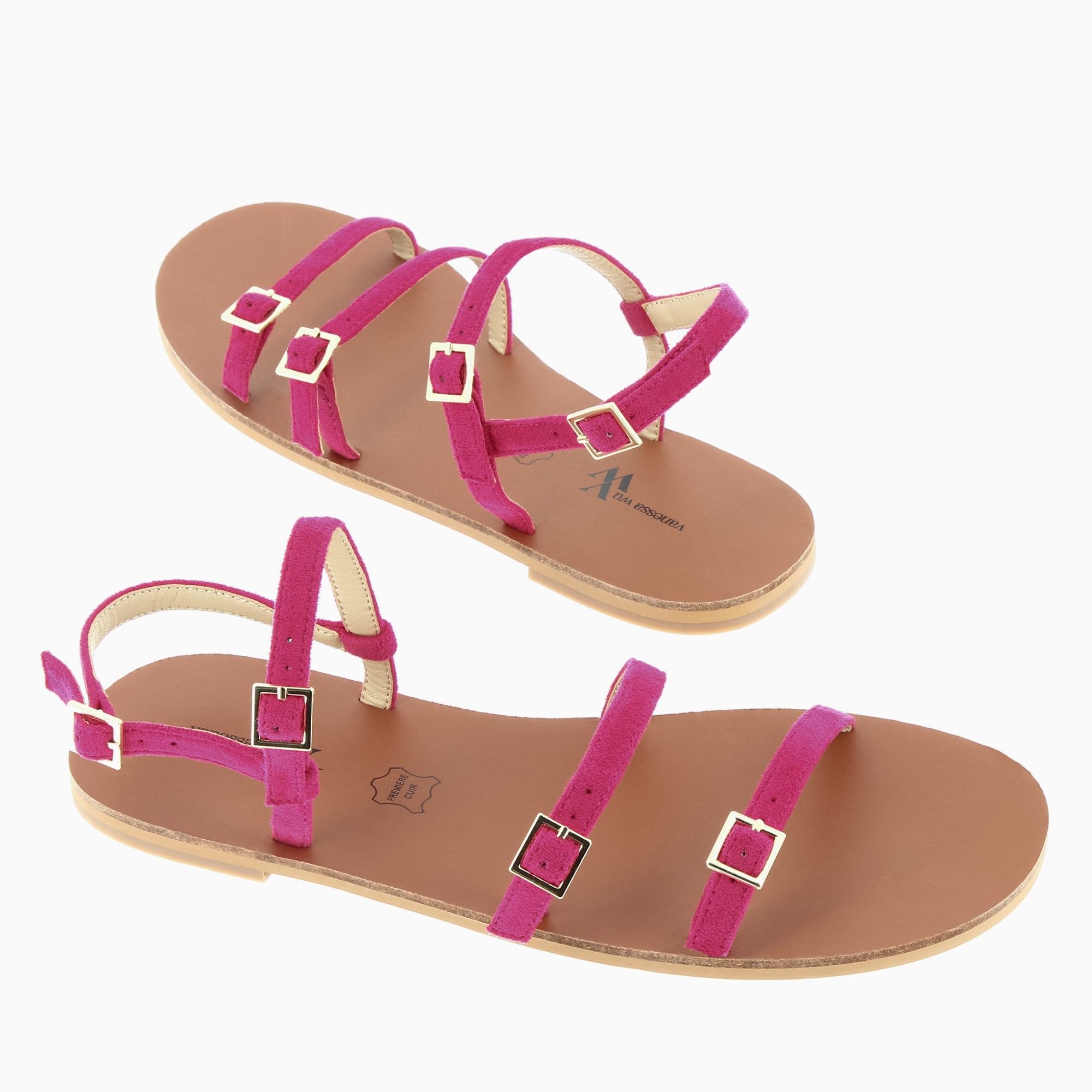 Sandales plates-Sandales plates Jorja à fines brides fuchsia