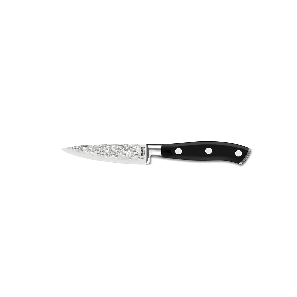 Carbon - Couteau d'office 9 cm martelé avec protection de lame Sabatie