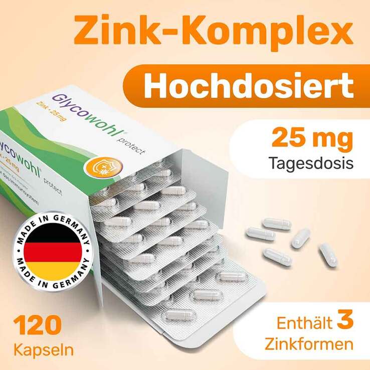 Glycowohl Zink-Komplex 25 mg hochdosierte Kapseln, 120 St