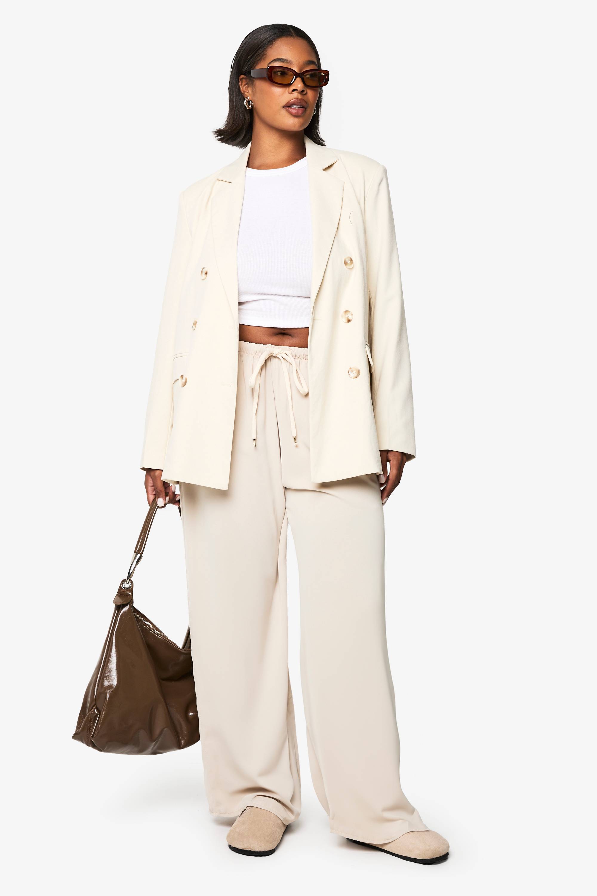 boohoo PLUS PANTALON AMPLE À JAMBES LARGES AVEC CORDON DE SERRAGE