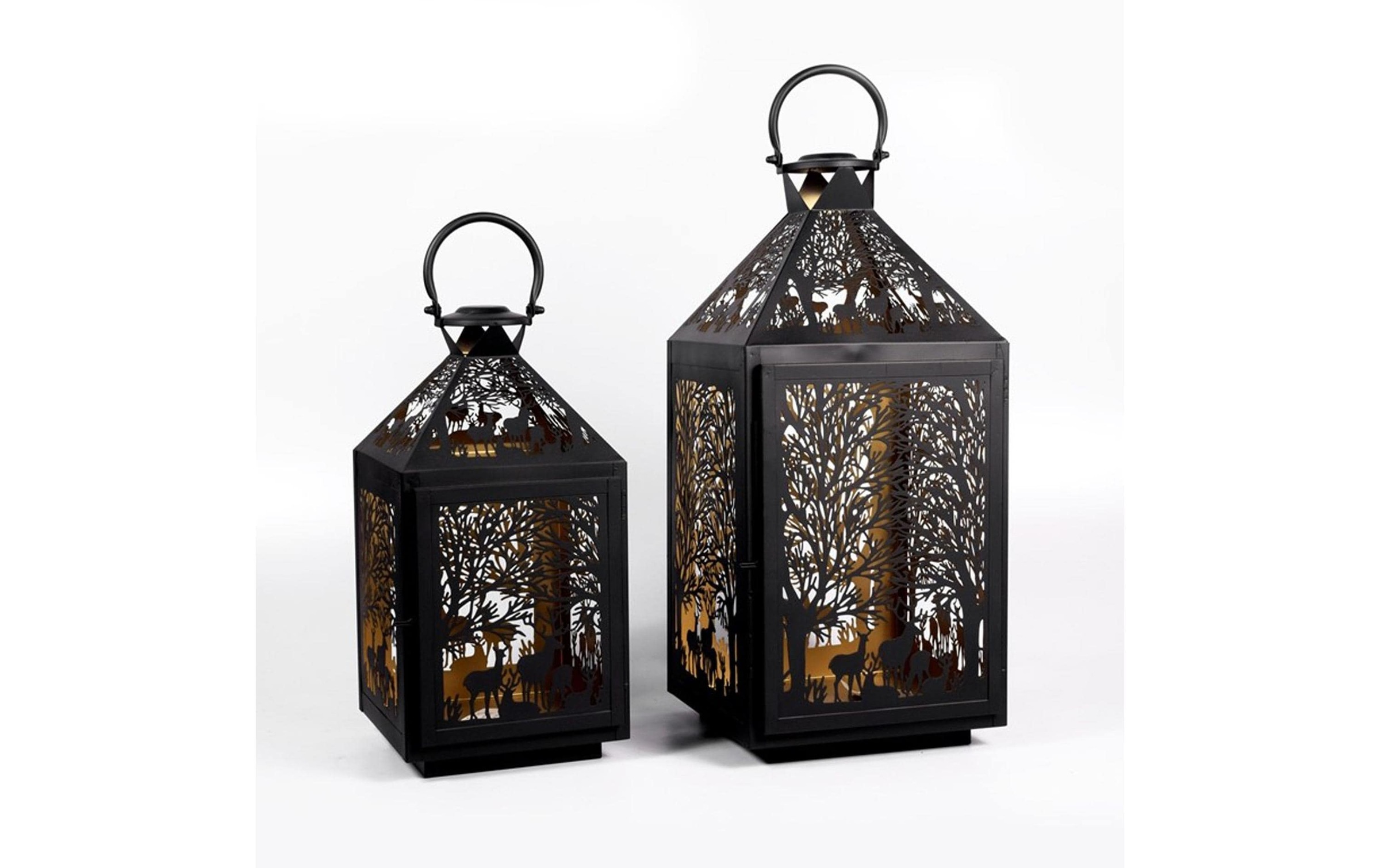 Kerzenlaterne »Dameco Forest 2 Stück, 41 cm/56 cm, Gold/Schwarz«
