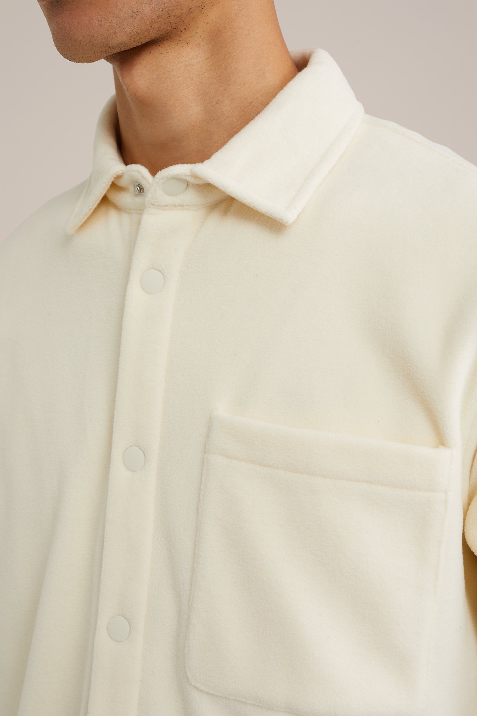 overshirt van fleece WE Fashion Gebroken wit