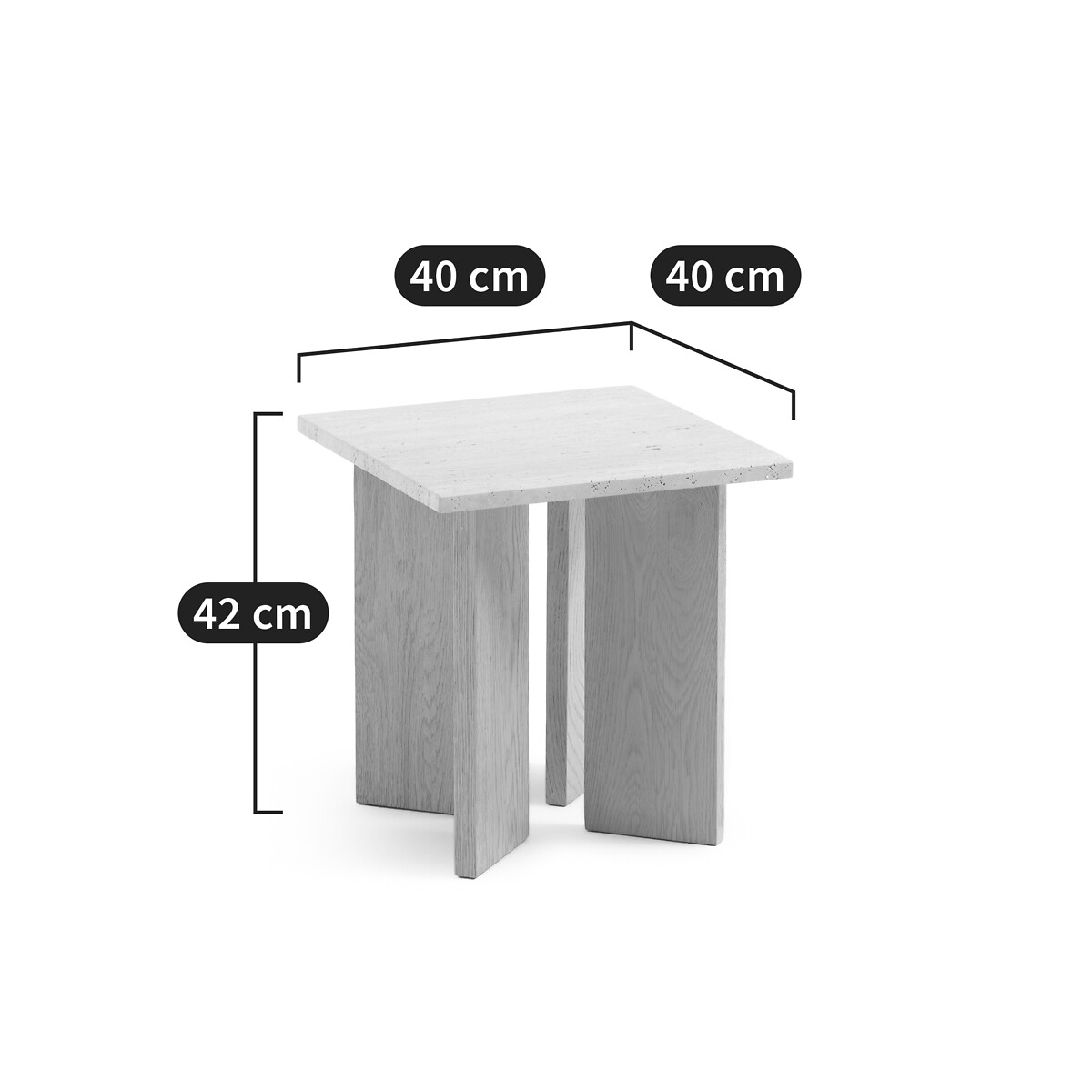 AM.PM<br>Mesa lateral em travertino e carvalho branqueado, Mindo
