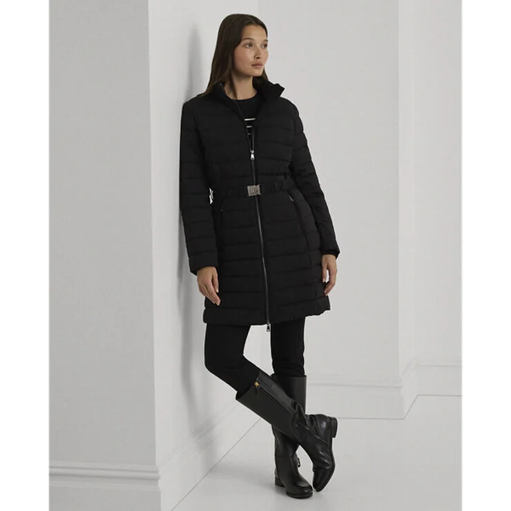 Lauren Ralph Lauren Belted Quilted Mockneck Coat Sort