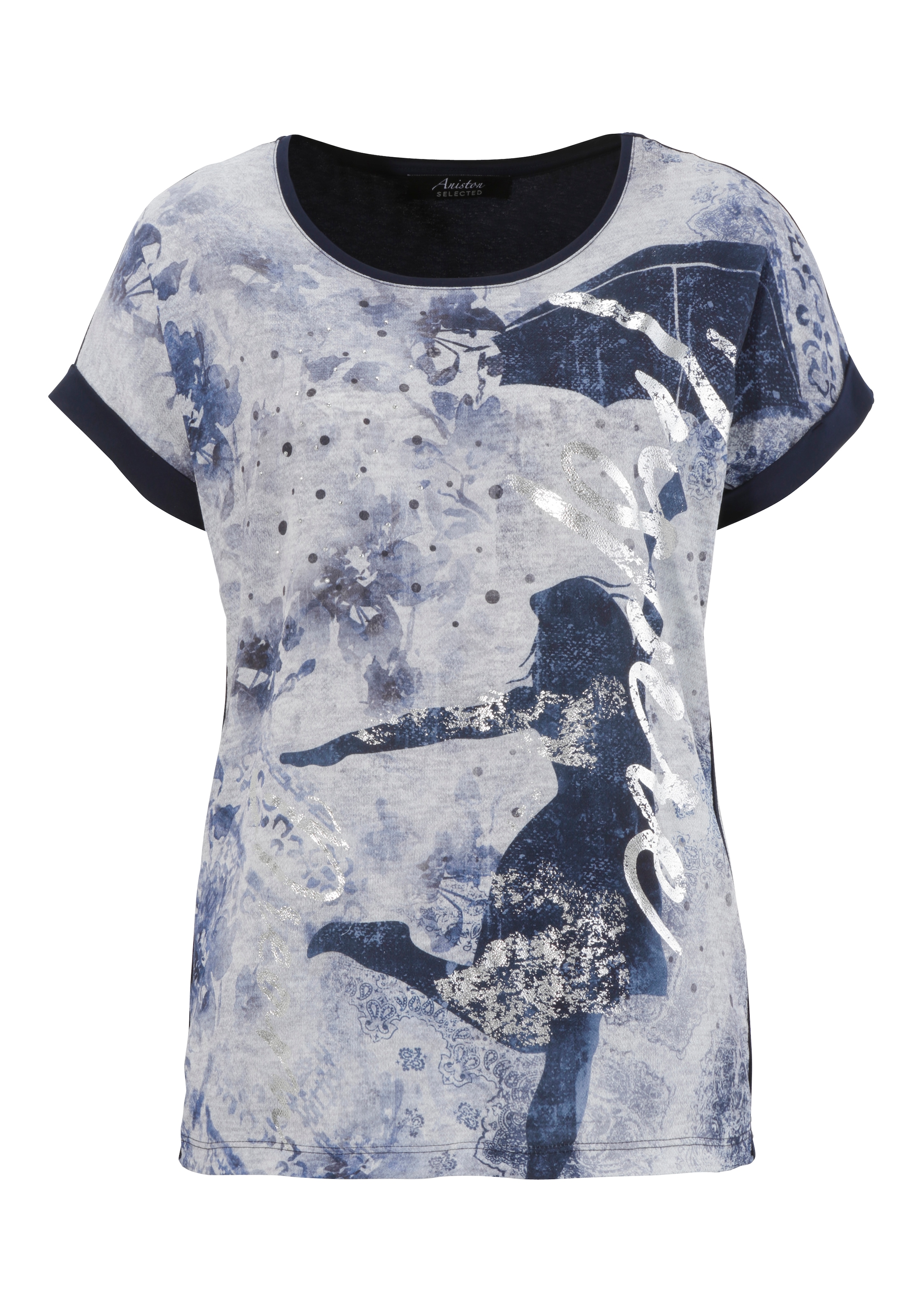 Aniston SELECTED Blusenshirt , mit seitlichen Galonstreifen und Glitzersteinchen