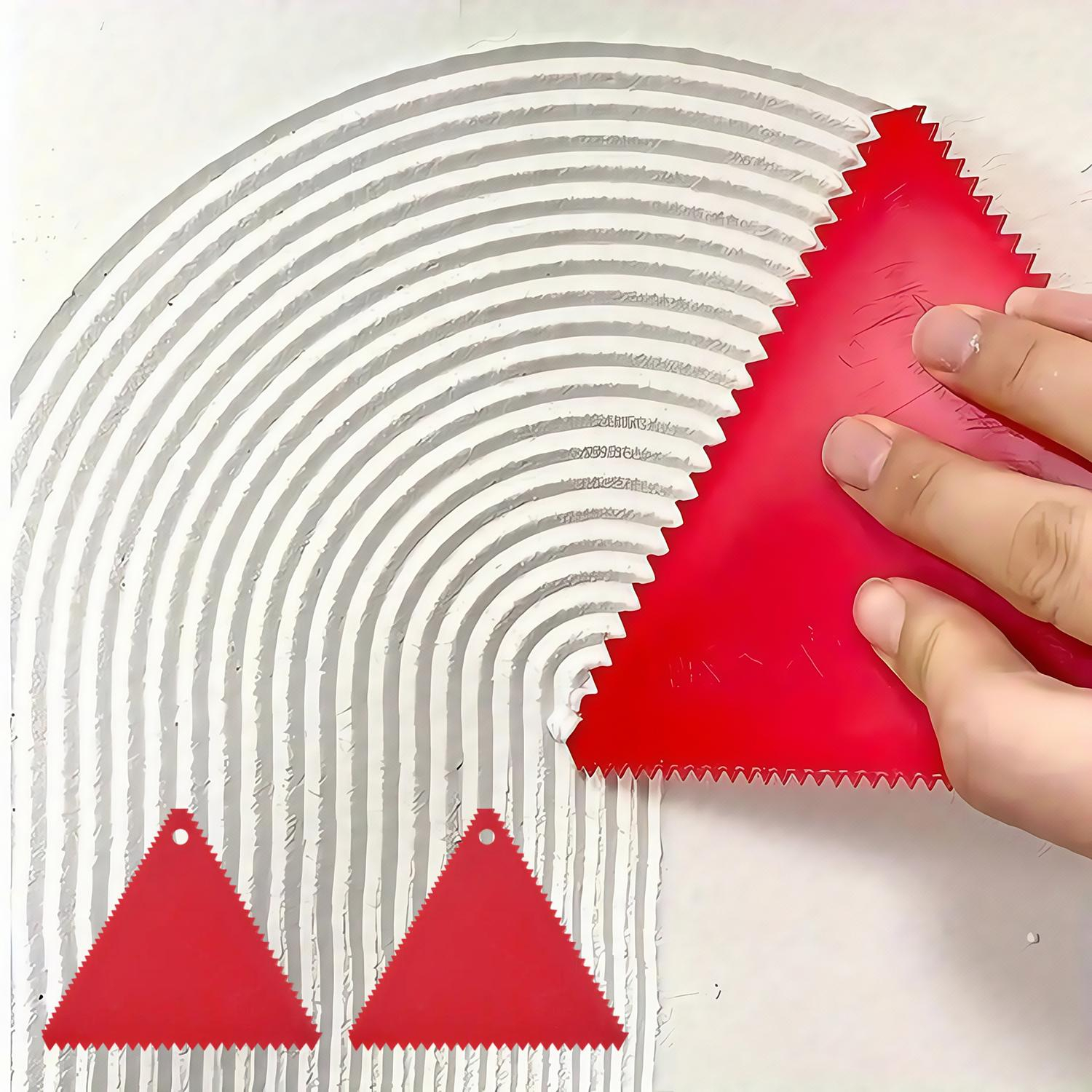 (3er Set) Zahn Spachtel Künstler Werkzeug Mal Dreieck DIY Struktur Spachtel Kamm - Rot