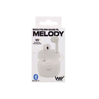 TWS Melody - Kit main libre - écouteur sans fil Bluetooth - blanc