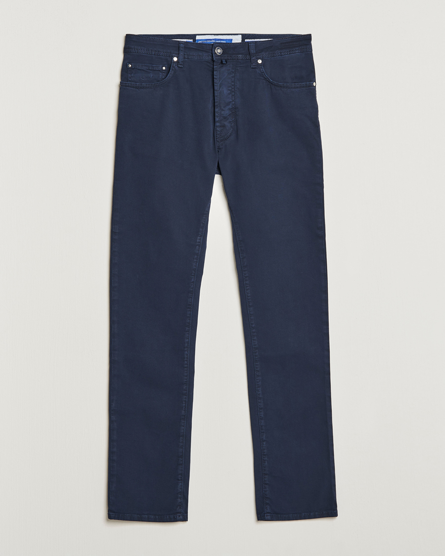 Jacob Cohën Bard Garment Dyed Gabardine Trousers Navy