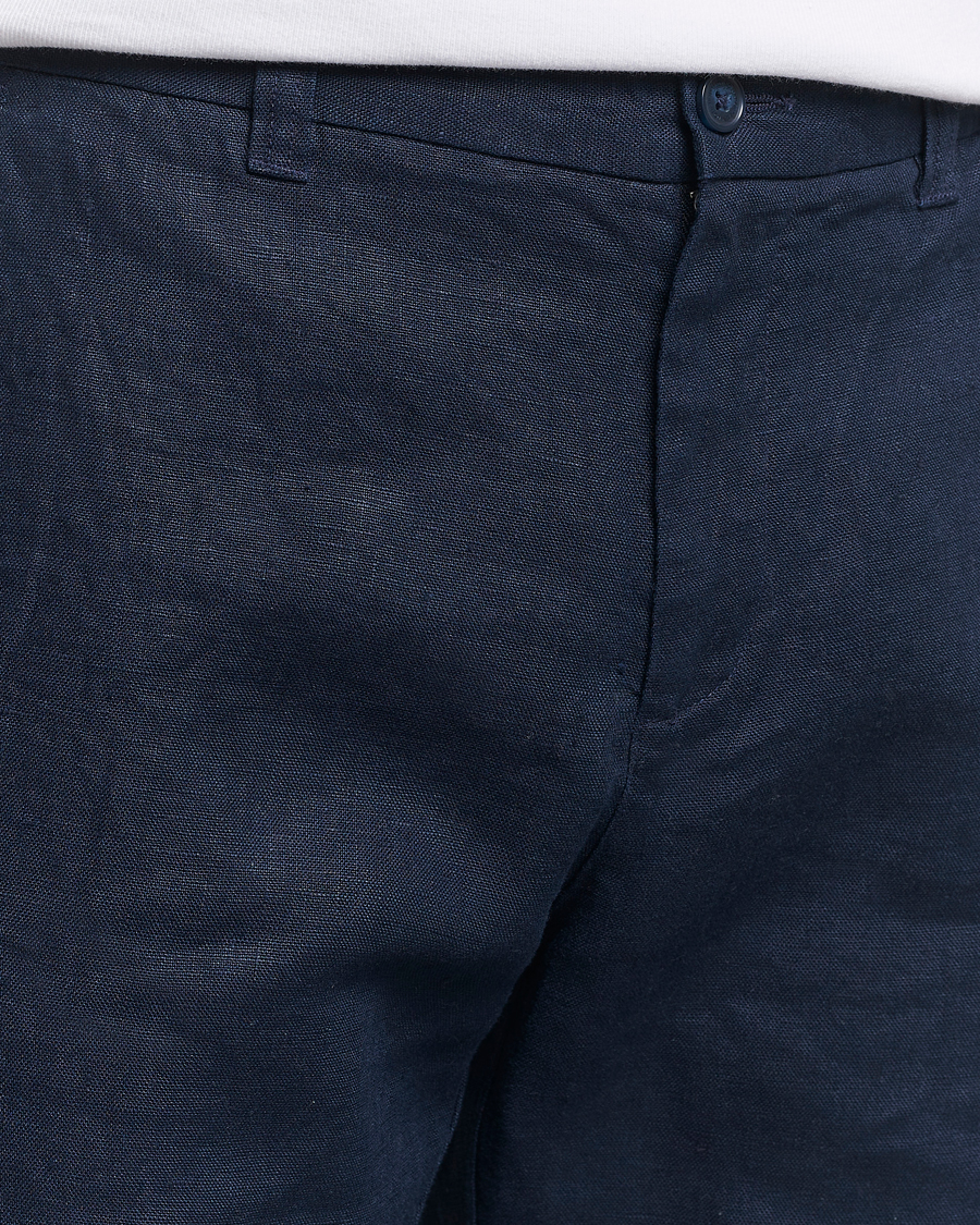 NN07 Crown Linen Shorts Navy Blue