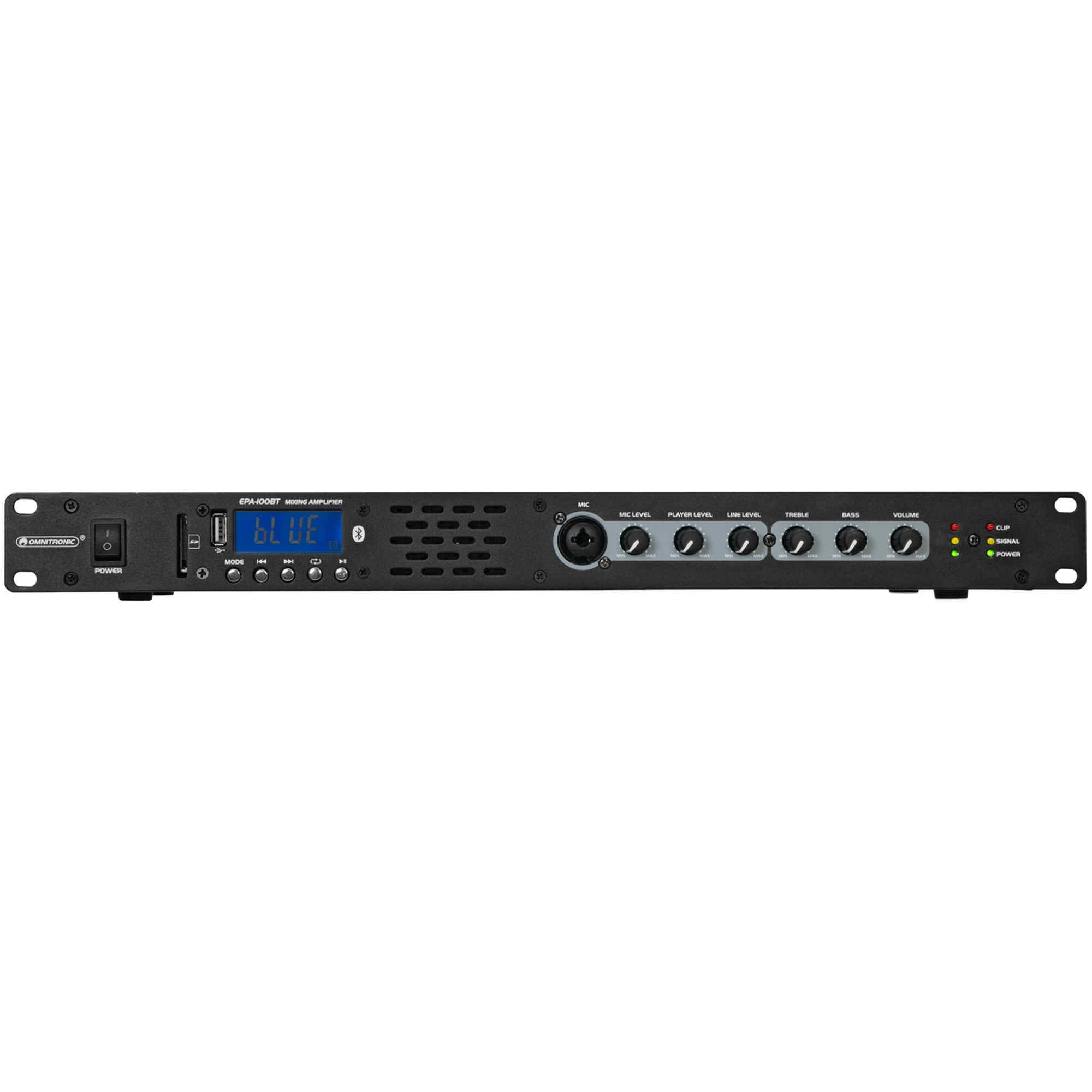 Omnitronic EPA-100BT rackmixer/versterker met audio speler
