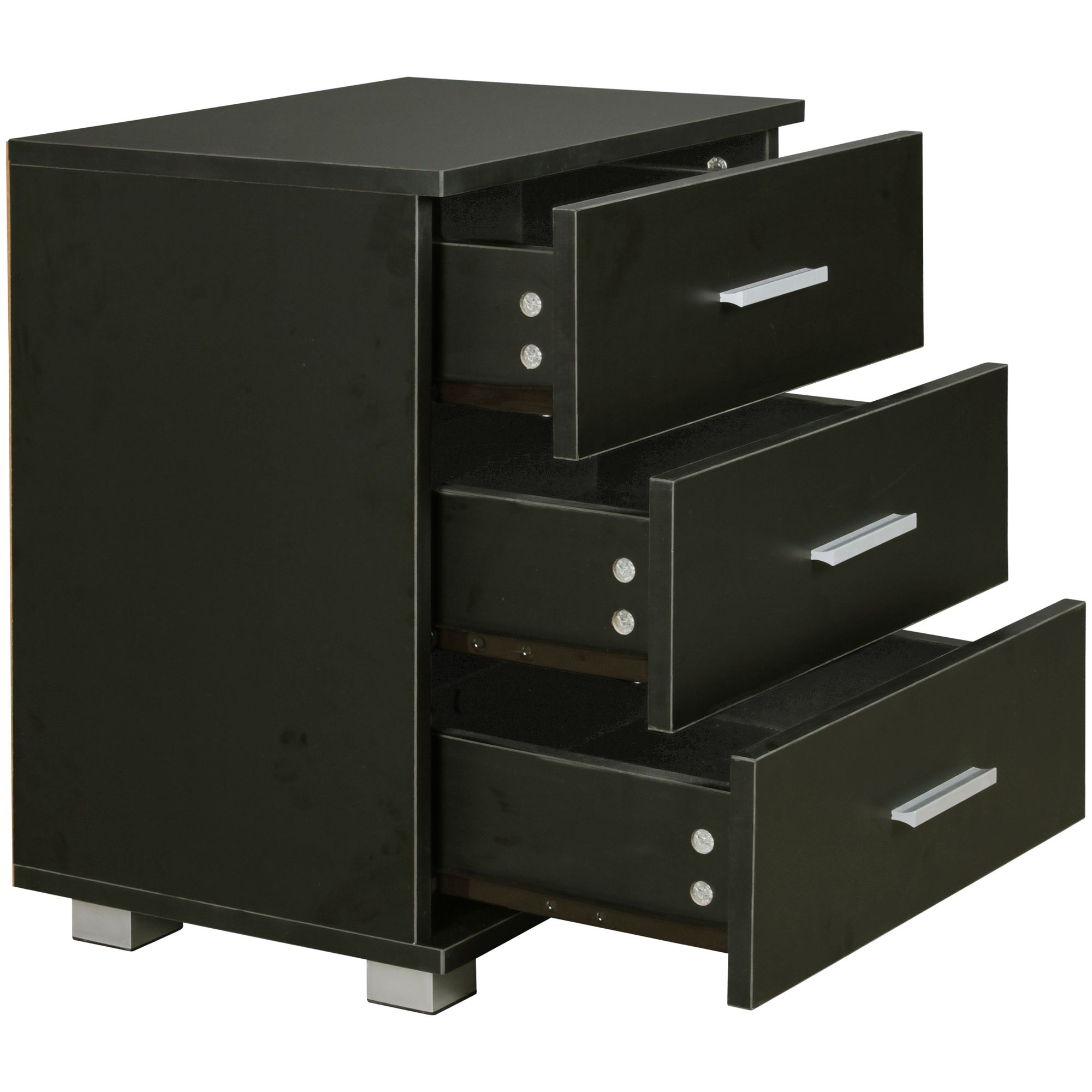 KADIMA DESIGN Nachtkonsole ANAPO Holz: Modern, 4 Standfüße, Schwarz/Silber, melaminharzbeschichtet