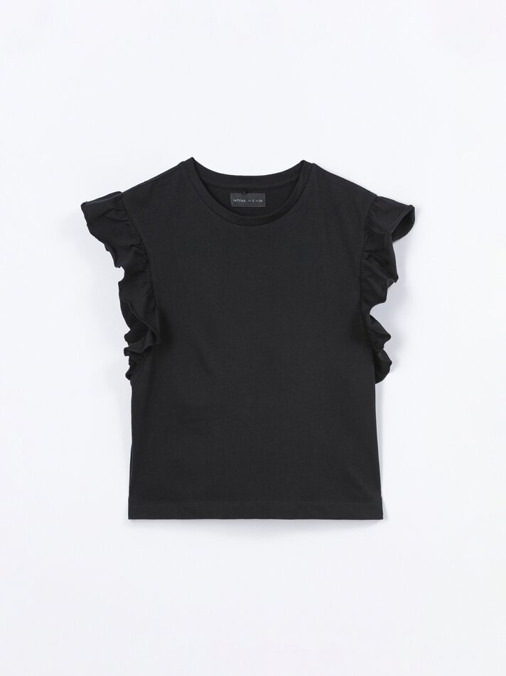 Camiseta com babados - Preta