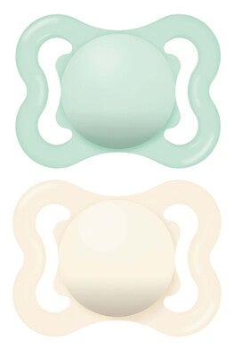 MAM Supreme Silikon Smokker 0-6m 2-Pack, Blå/Nøytral