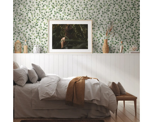 Vliesbehang 37044-1 Groen blad rankgroen