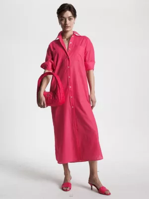 Vestido camisa maxi de voile descontraído