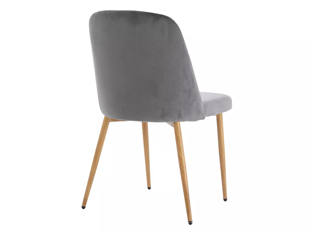 Lot de 6 chaises en velours et métal effet bois - Gris - MINAGRI