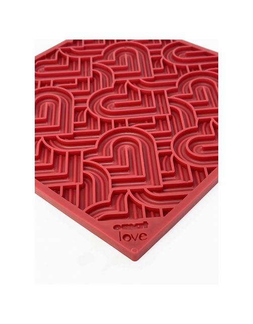 Sodapup Lickmat Love Hearts - Hondenvoerbak - Rood Large