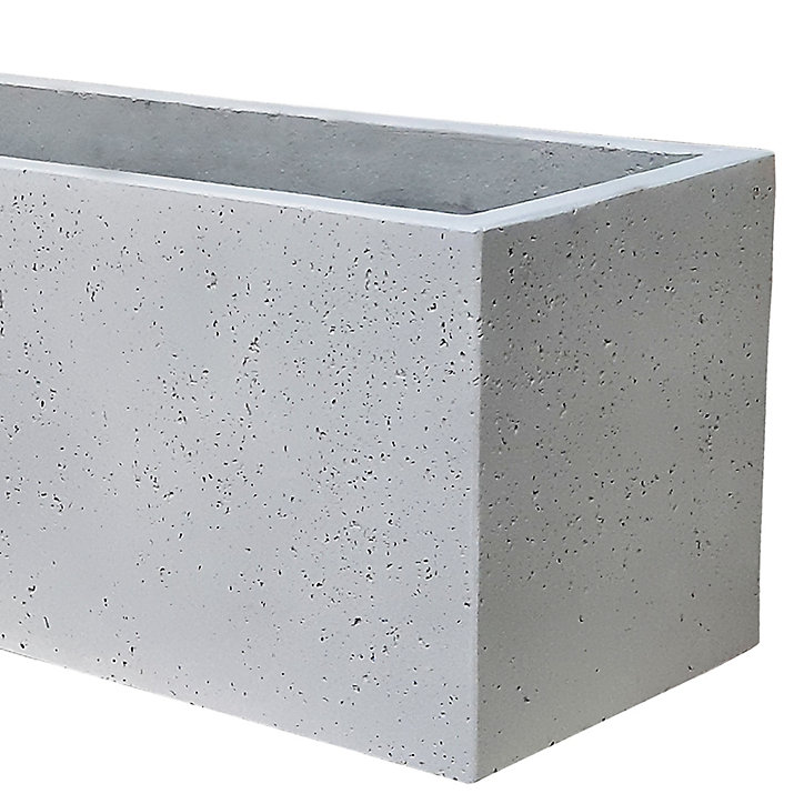 Pot rectangulaire argile Verve effet ciment gris clair 60 x 22 x h.22 cm