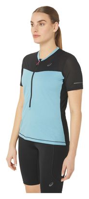 Maillot manches courtes Asics Fujitrail Run Noir Bleu Femme