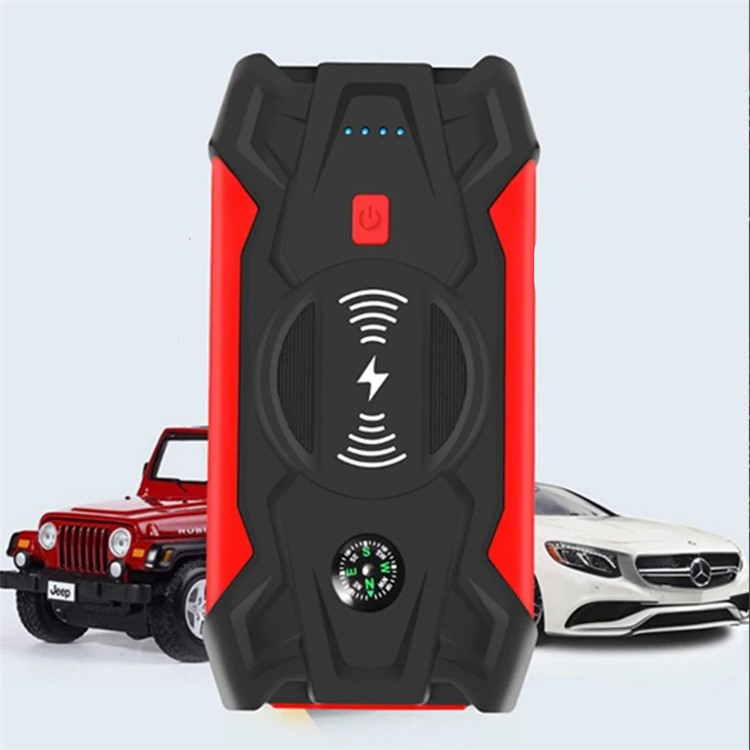 12000mAh Powerbank mit Jumpstart Power Starter Funktion Dual USB A und Qi Wireless   Auto Starthilfe Überbrückungskabel / LED Taschenlampe / Kompass - Grün / Schwarz