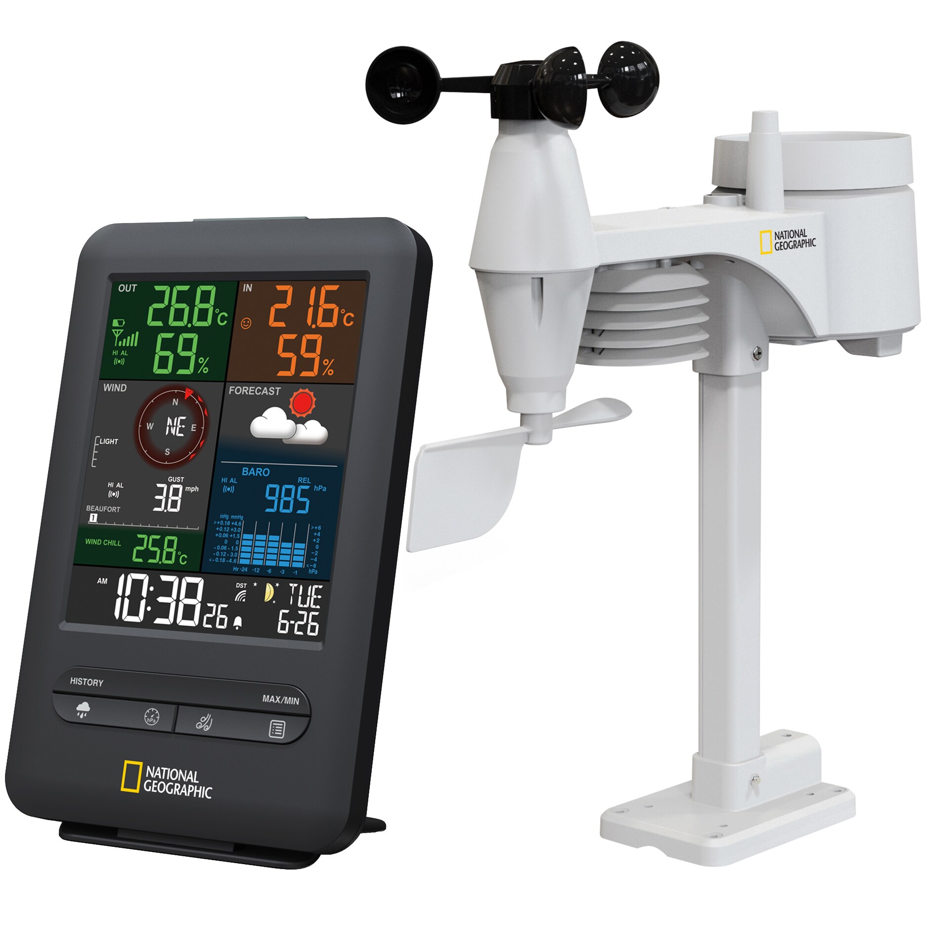 NATIONAL GEOGRAPHIC Colour-Display-Funk-Wetterstation 5-in-1