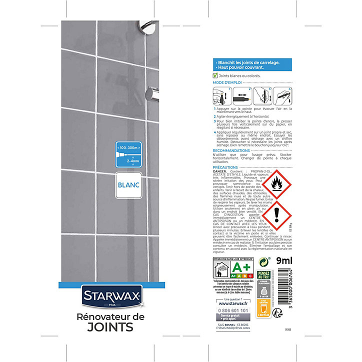 Feutre blanchisseur joints + 3 pointes de rechange Starwax