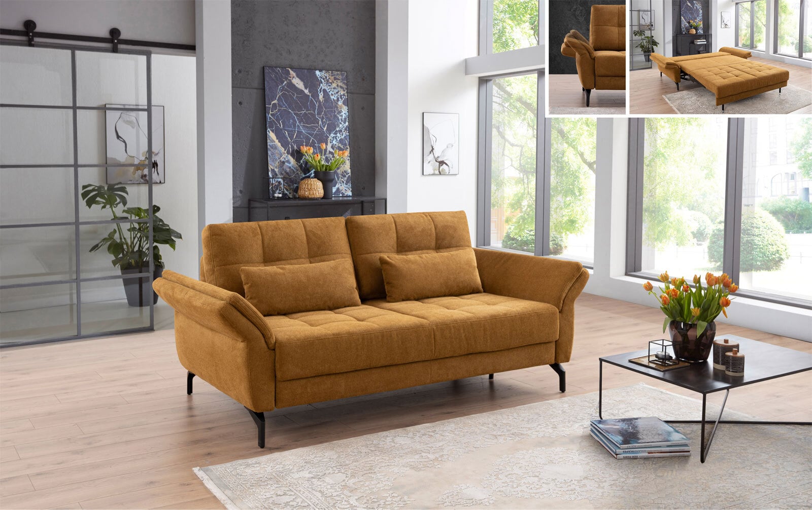 Sofa 3-Sitzer BRONX gelb