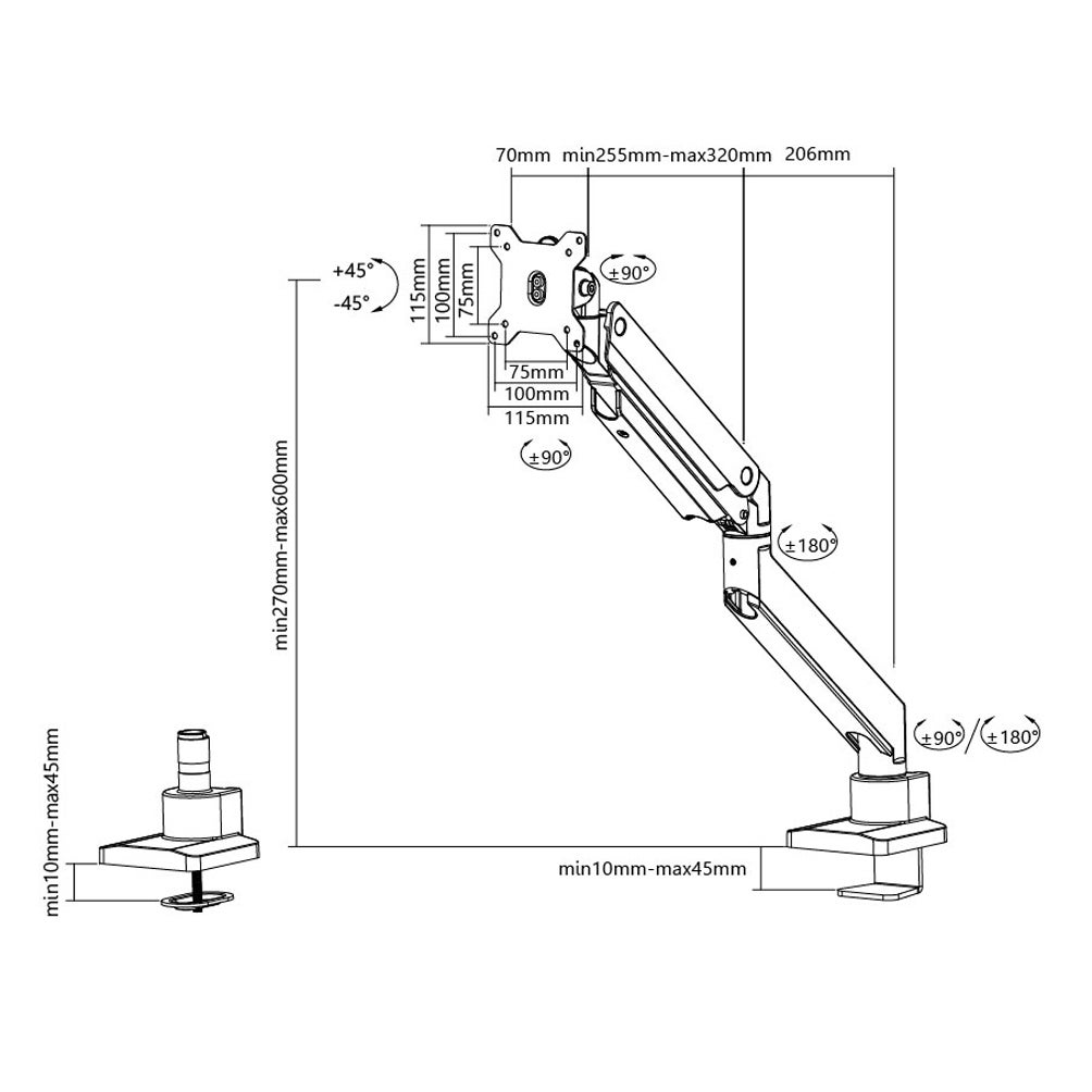 Neomounts NM-D775SILVER bureausteun voor flatscreen