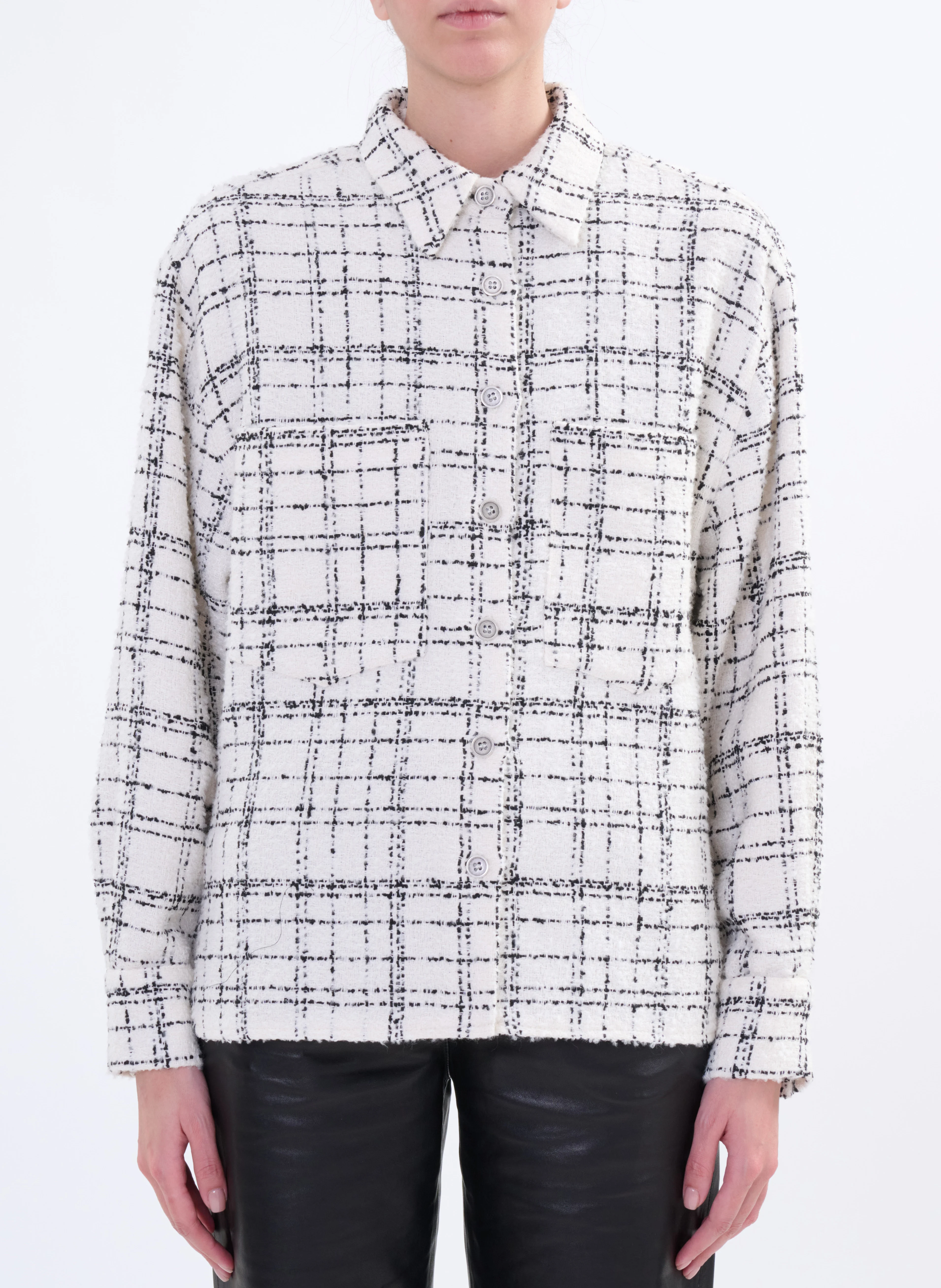 ZUNNY - Chemise col classique en coton mélangé | Noir