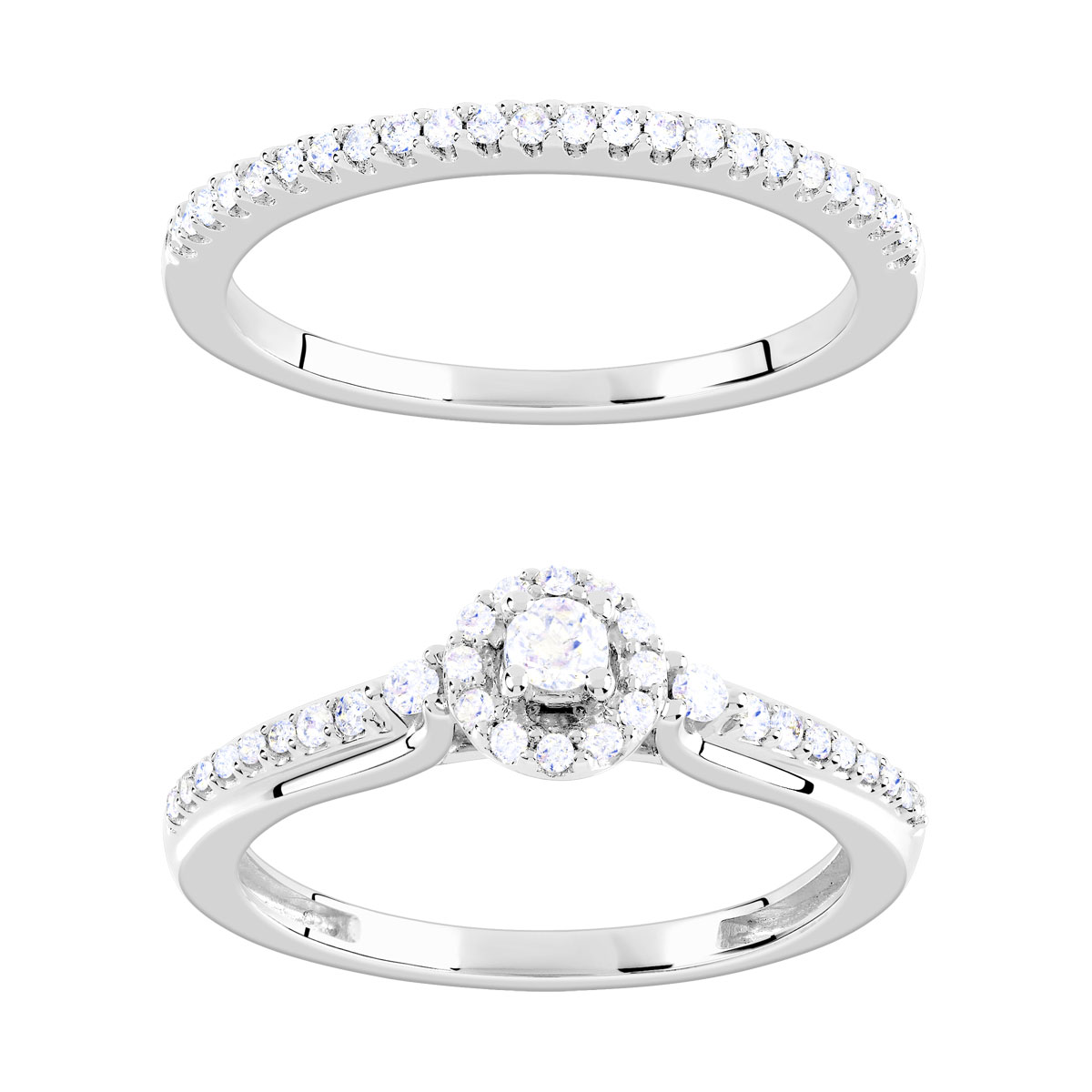 Bague et alliance 1/2 tours 2 ors 750 diamant