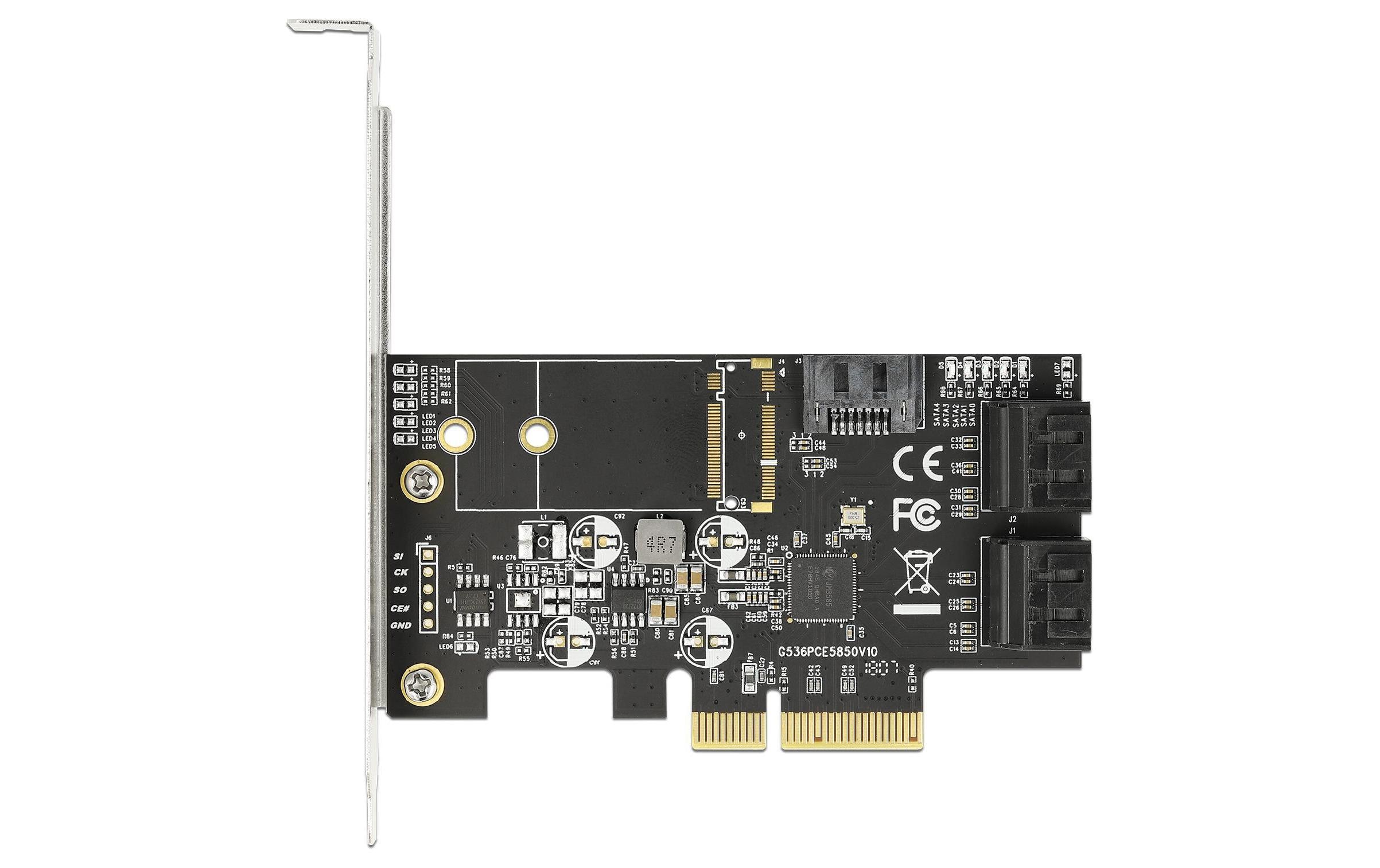 SATA-Controller 5 Port SATA Kontroller PCI-Express-x4Delock 5 Port SATA PCI Express x4 Karte – Low Profile Formfaktor