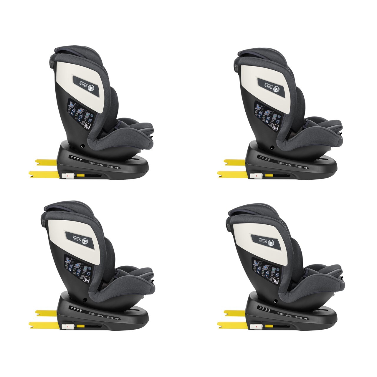 Kikkaboo Kindersitz i-Cruise i-Size (40-150 cm) SPS, Sitz 360° drehbar, Isofix dunkelgrau