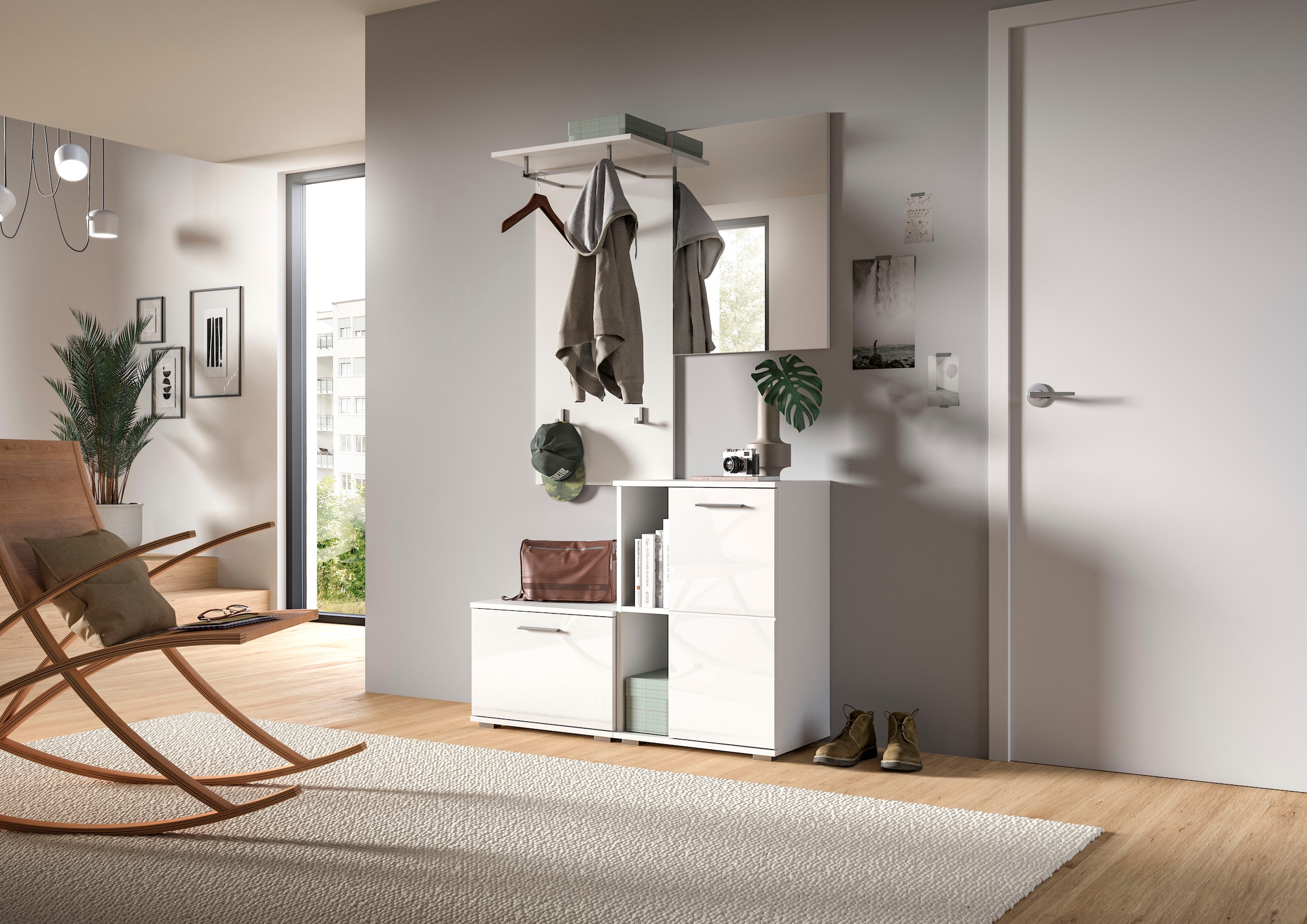 INOSIGN Garderoben-Set »Valge, Breite 55cm, 2-tlg. Set, best. aus: Sitzbank & Garderobenpaneel« 2 Stk. tlg.