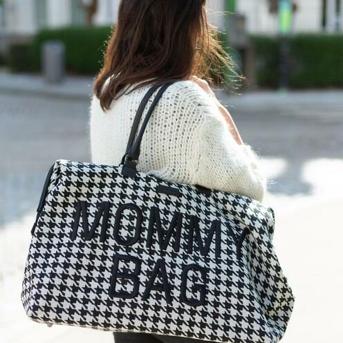 Sac à Langer Mommy Bag Pied de poule Noir - CHILDHOME